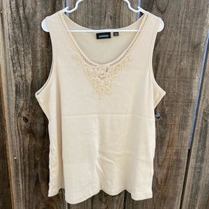 Avenue beige embellished tank top